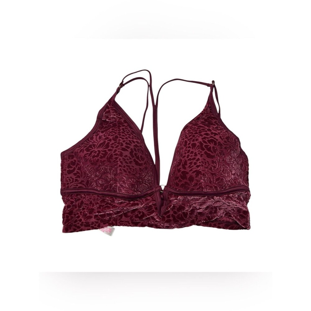 Pink Victoria’s Secret Burgundy Lace Bralette Large Strappy Back